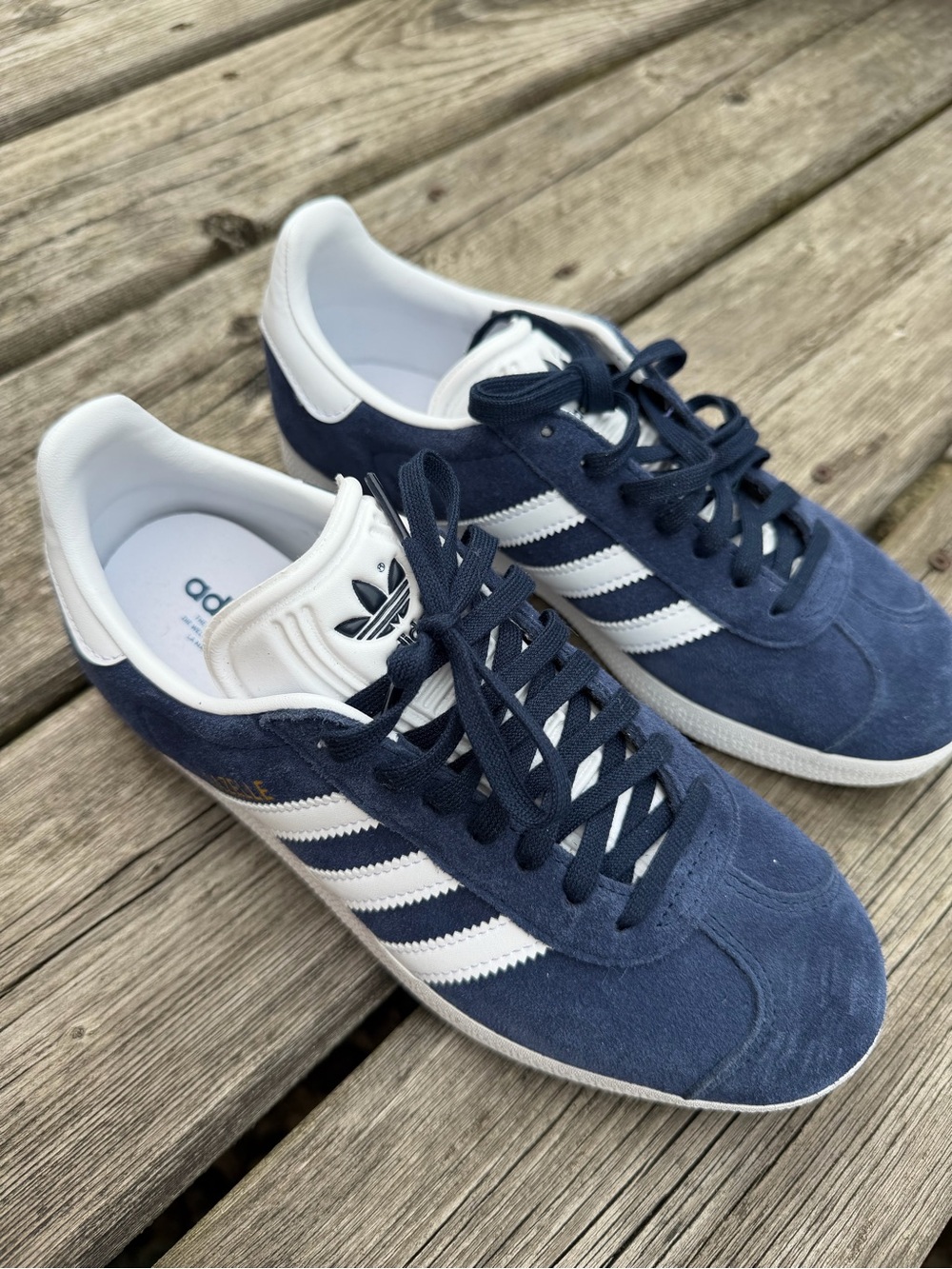 adidas Navy Suede Sneakers with White Stripes